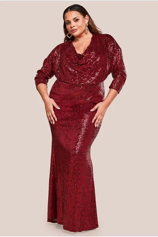 Sequin Cowl Maxi Dress - Goddiva