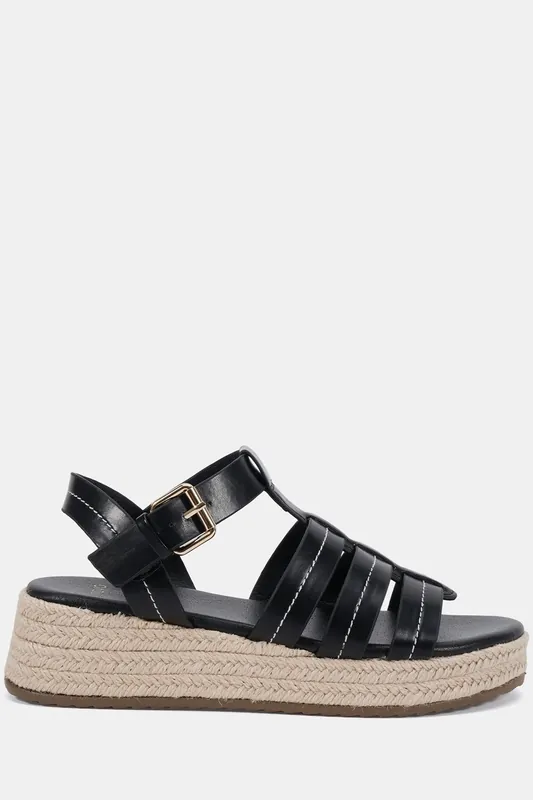 Wide Fit Tallie Espadrille Gladiator T Bar Sandal - Novo