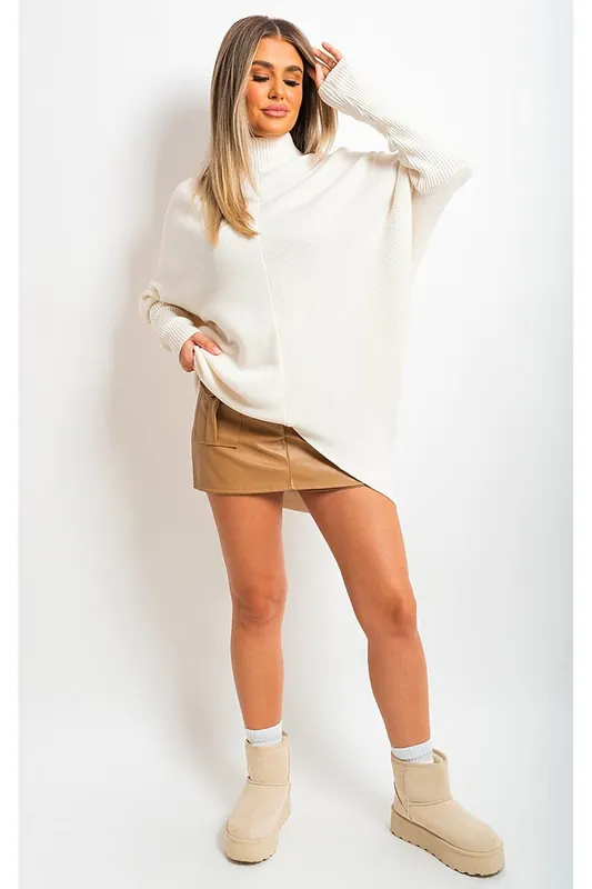 Janiyah Turtle Neck Longline Knitted Jumper - IKRUSH