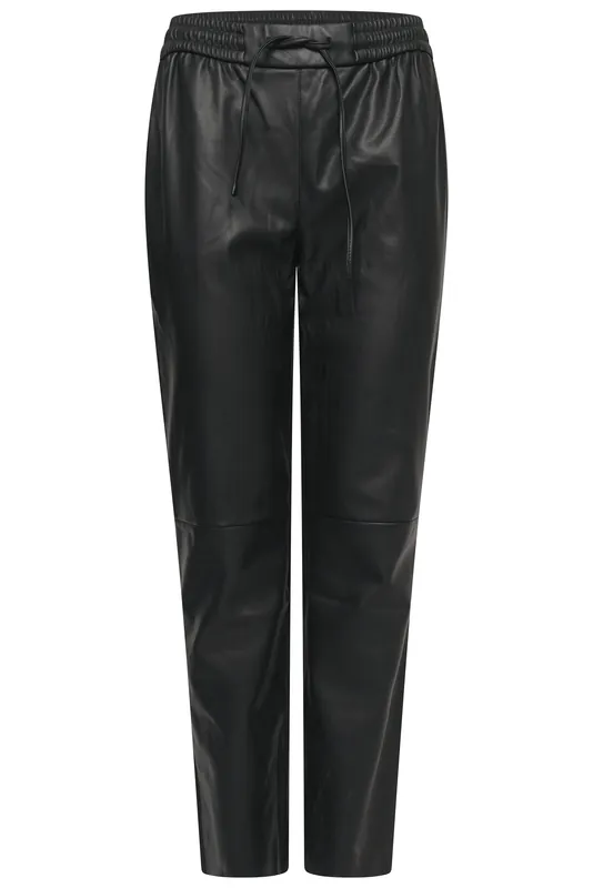 Tessa Drawstring Waist Faux Leather Trousers - ELLE
