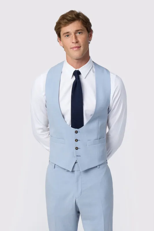 Cloud Blue Slim Scoop Waistcoat - Antique Rogue