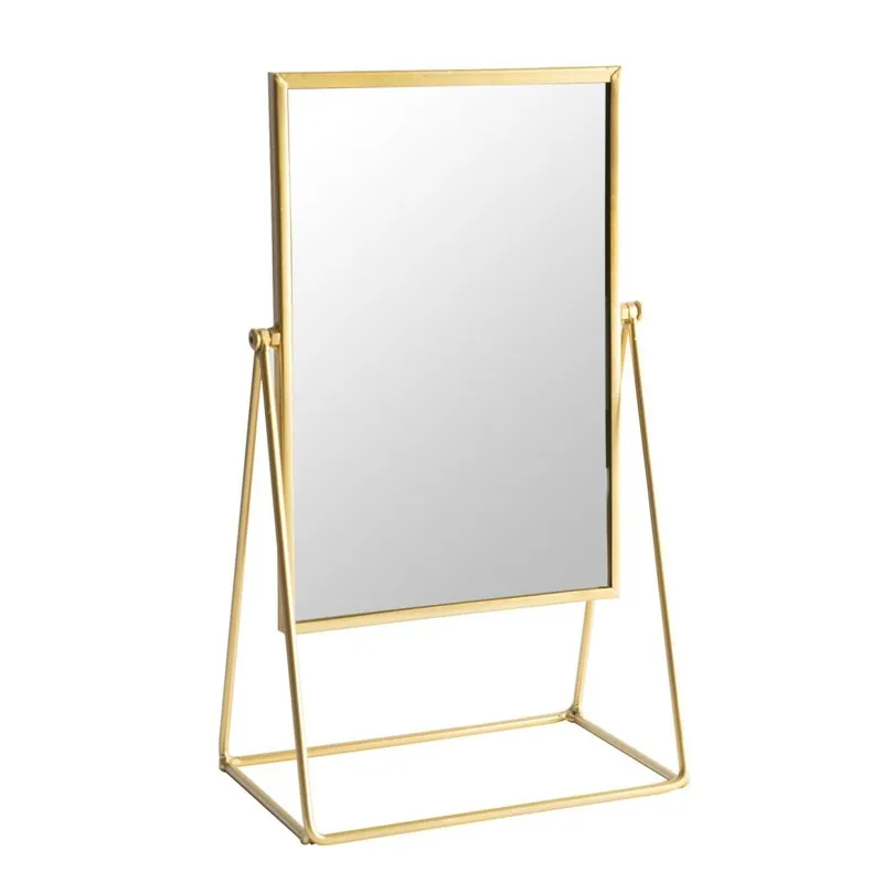 Gold Rectangle Makeup Mirror Free Standing 22 x 39cm Pack of 2 - Havendro