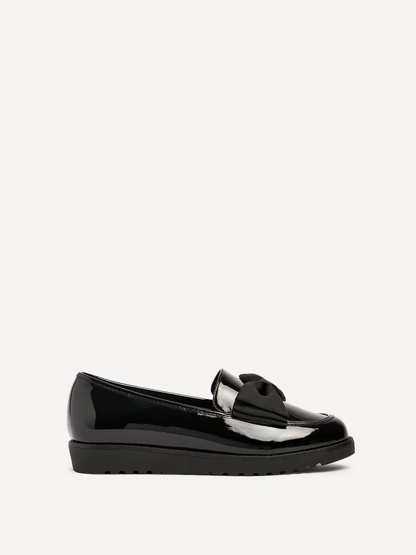 Violetta Wide Fit Black Patent Loafer - Linzi