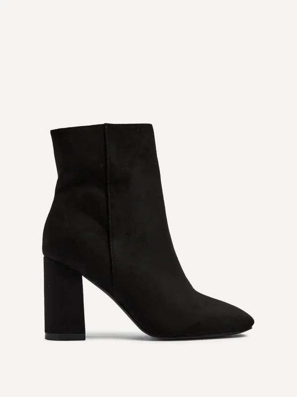 Scout Black Suede Classic Block Heeled Ankle Boot - Linzi