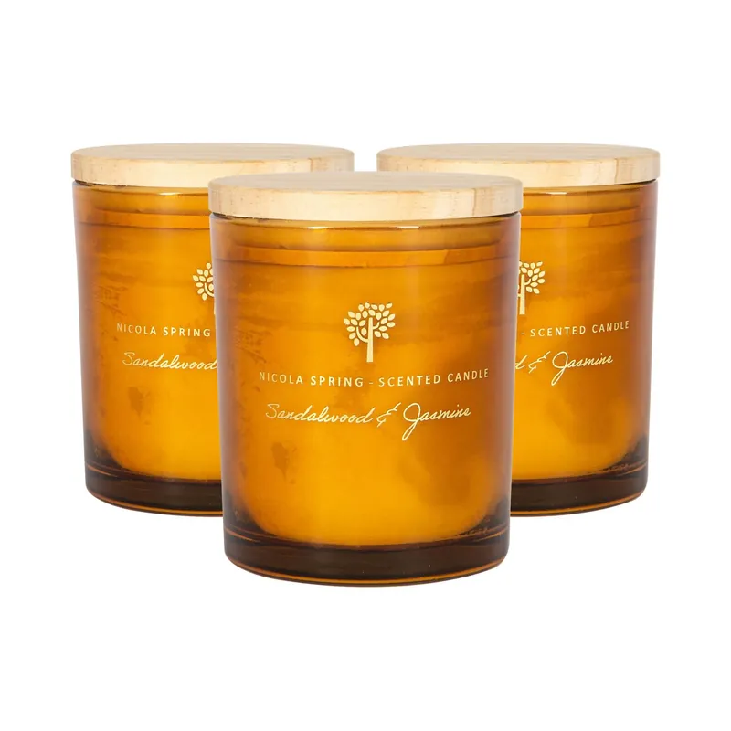 130g Sandalwood & Jasmine Soy Candles - Pack of 3 - Sweet Creamy Glass