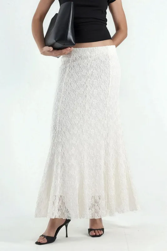 High Waist Lace Maxi Skirt - Hiccup
