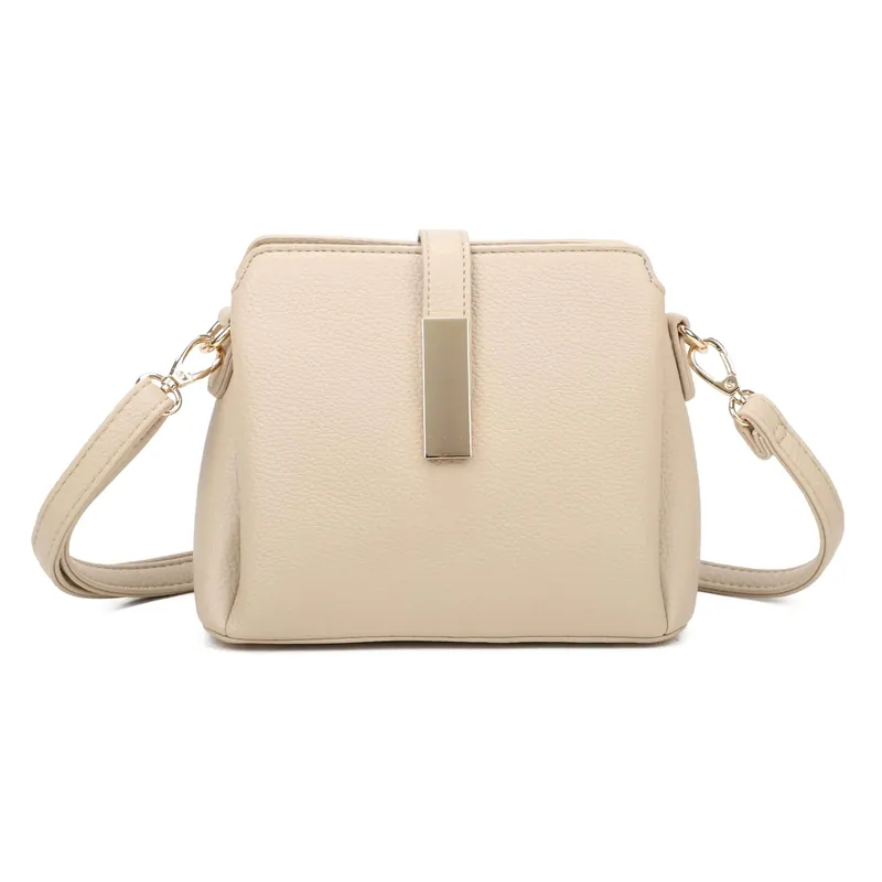 Chic Crossbody Bag with Gold Accent and Adjustable Strap - Kitise