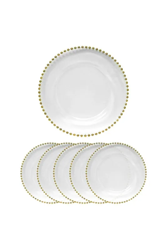33cm Set of 6 Charger Plates with Beaded Design Glass Plates for Dinner Table Decoration - Neel Blue