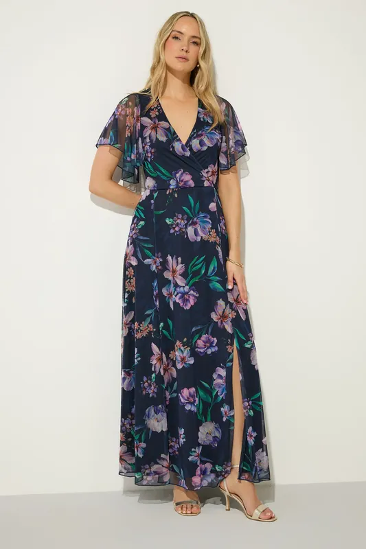 Tall Floral Mesh Wrap Maxi Dress - Long Tall Sally