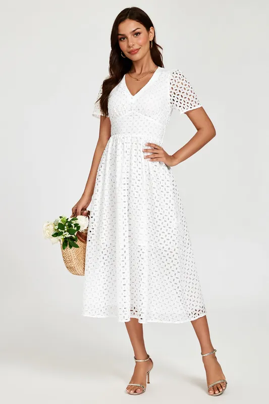 Broderie Anglaise Midi Dress - FS Collection