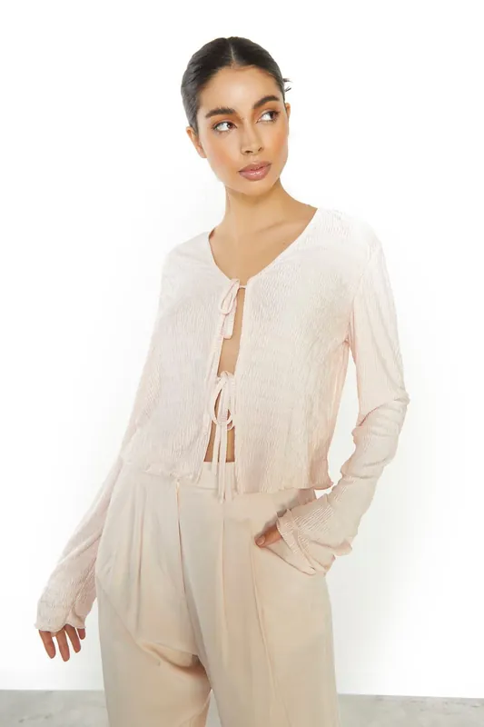 Front-Tie Long-sleeve-Top