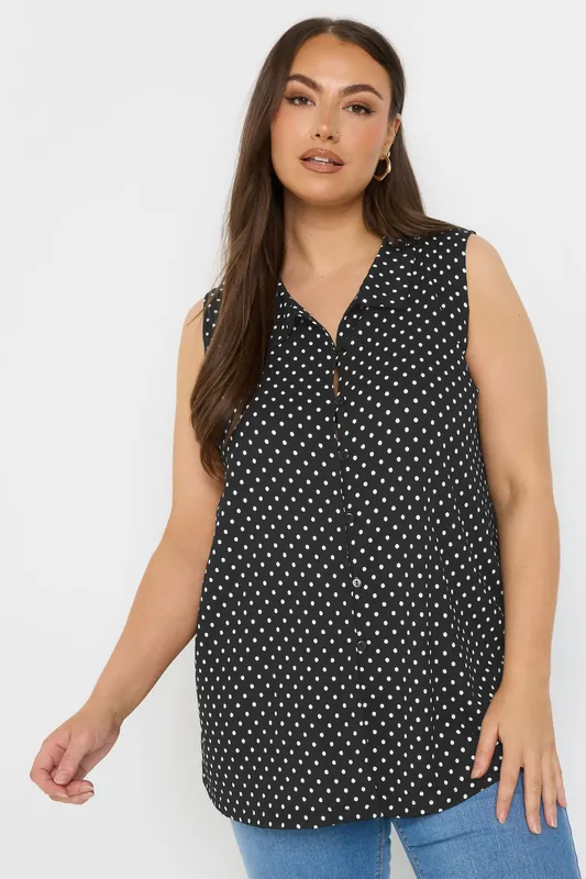 Dot Print Sleeveless Shirt - Yours