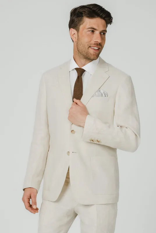 Cream Pure Linen Suit Jacket - Dobell