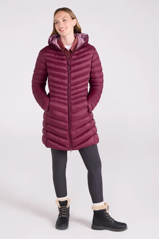 'Florence' Padded Lightweight Water Resistant Longline Hooded Jacket - Mountain Warehouse