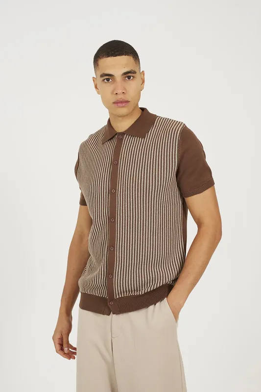 Knitted Short Sleeve Shirt - Brave Soul