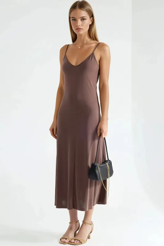 V-Neck Modal Midi Dress