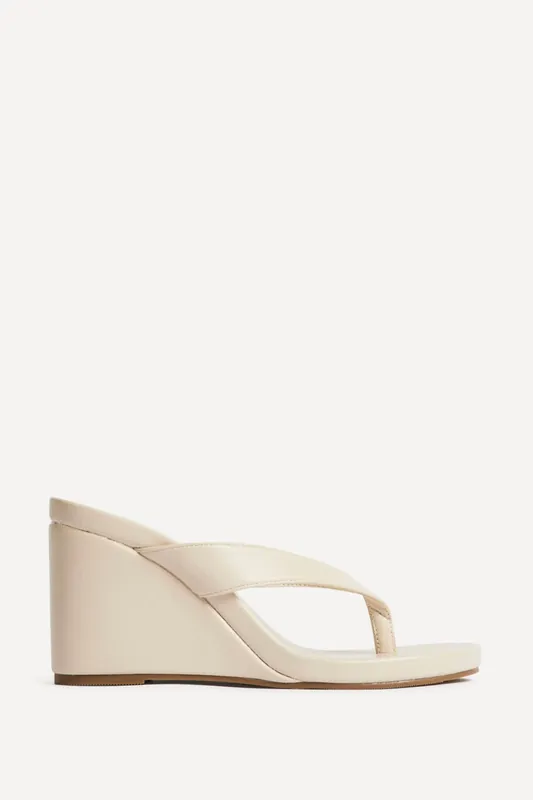 Joia Ivory Wedge Mules - Linzi