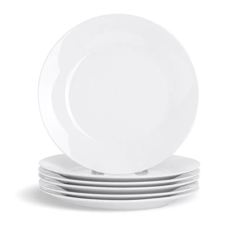 Dessert Plates Porcelain 6 Piece Set 7.5" with Rim - Glim & Glam