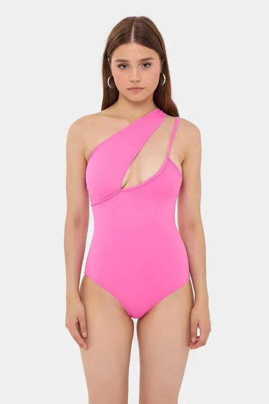 One Shoulder Asymmetric Cut-Out One-Piece Swimsuit