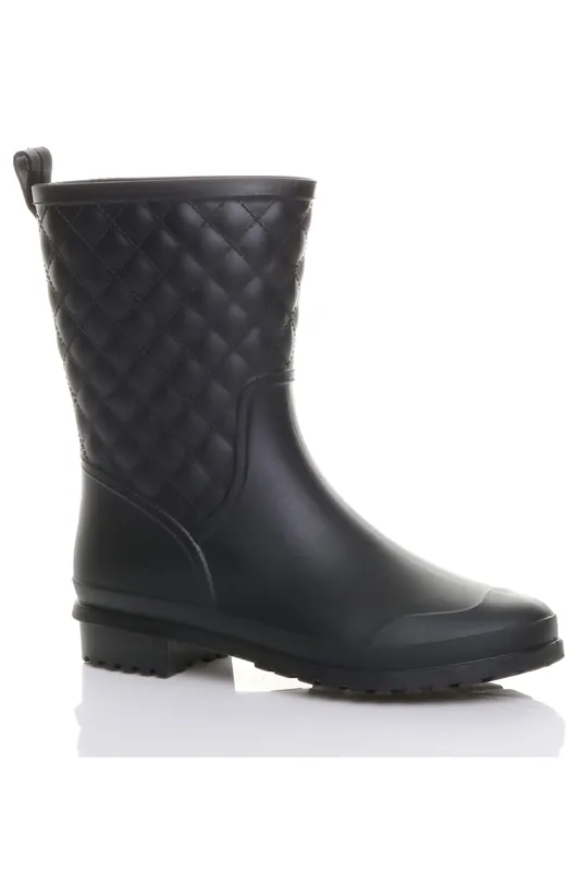 Low Heel Waterproof Wellingtons Quilted Ankle Boots Wellies - AJVANI