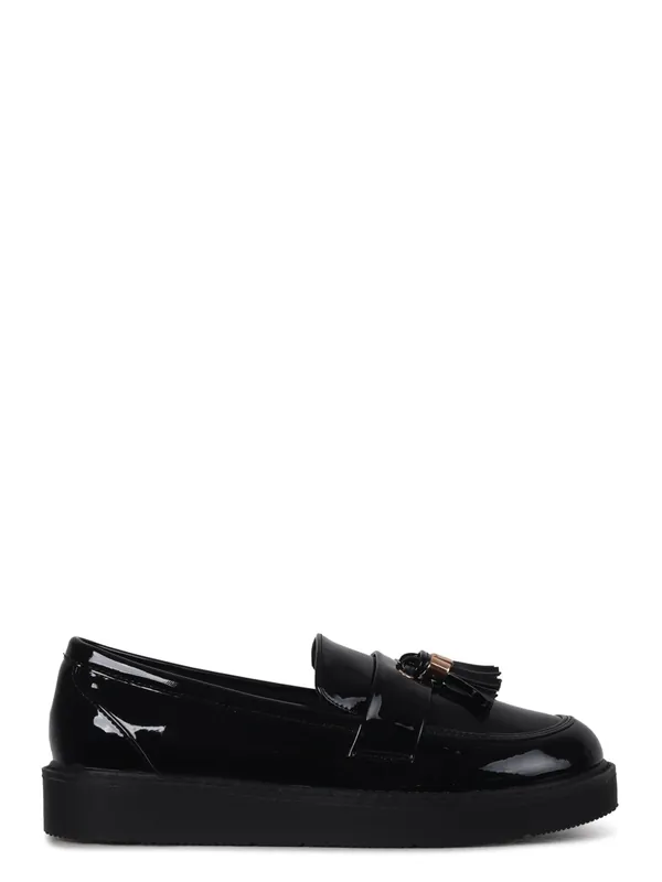 Naomi Wide Fit Black Patent Loafer - Linzi