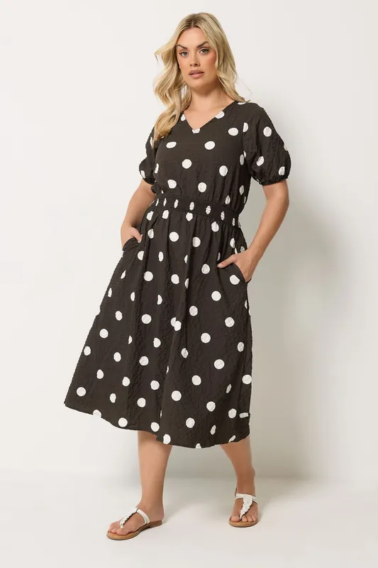 Polka Dot Midi Smock Dress - Yours