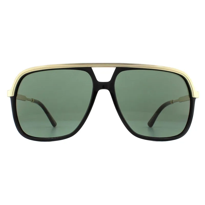 Aviator Black and Gold Green Sunglasses - Gucci