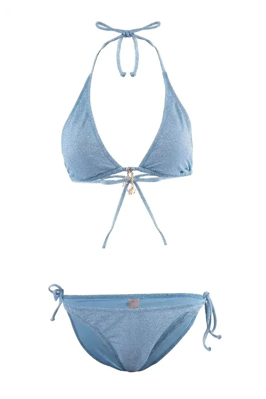 Triangle Tie Side Bikini Set with Halterneck Top - WOVCOR