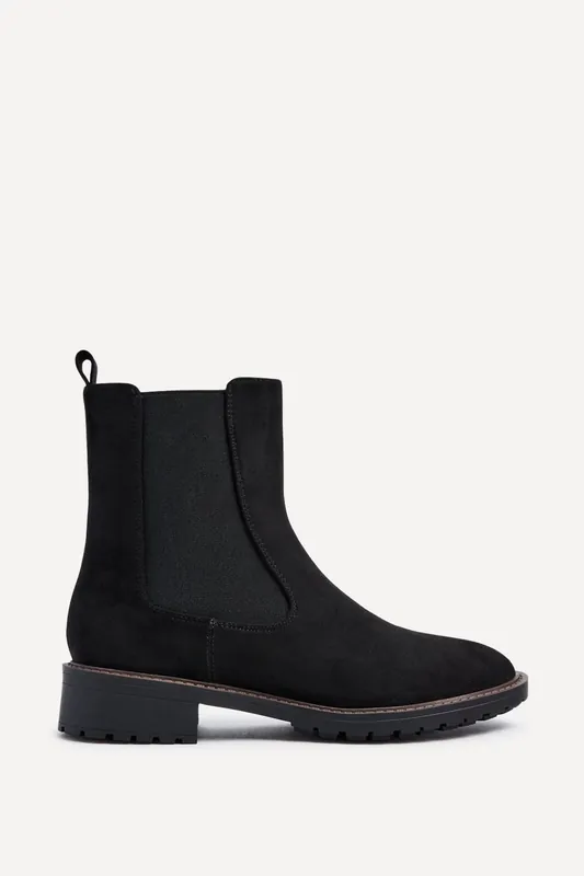 Dalston Black Faux Suede Classic Chelsea Boot - Linzi