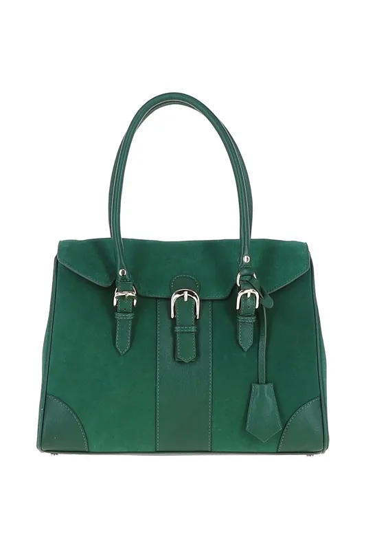 'Onda Opulenta' Flap Over Soft Suede Leather Tote Bag - Ashwood Leather