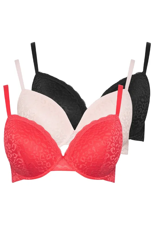 3 Pack Leopard Padded Bras - Yours
