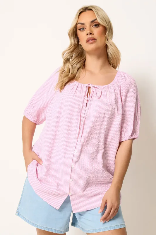 Stripe Tie Neck Top - Yours