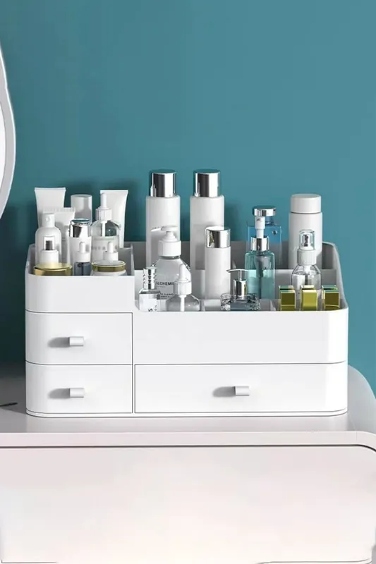 Makeup Organizer Cosmetics Storage with Drawers Large Capacity Organiser for Vanity Desk - Living and Home