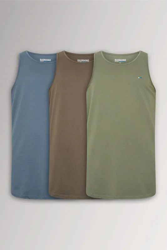 3 Pack Extra Long Vest Tops - BadRhino