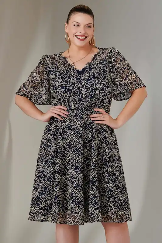 Flare Sleeved Lace Midi Dress - Jolie Moi