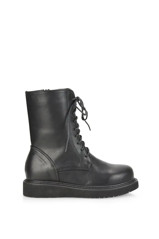 Lizzo' Flat Chunky Sole Zip-Up Flatform Lace up Ankle Biker Boots
