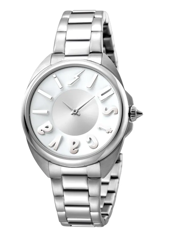 Logo Silver Dial Stainless Steel Watch - Just Cavalli