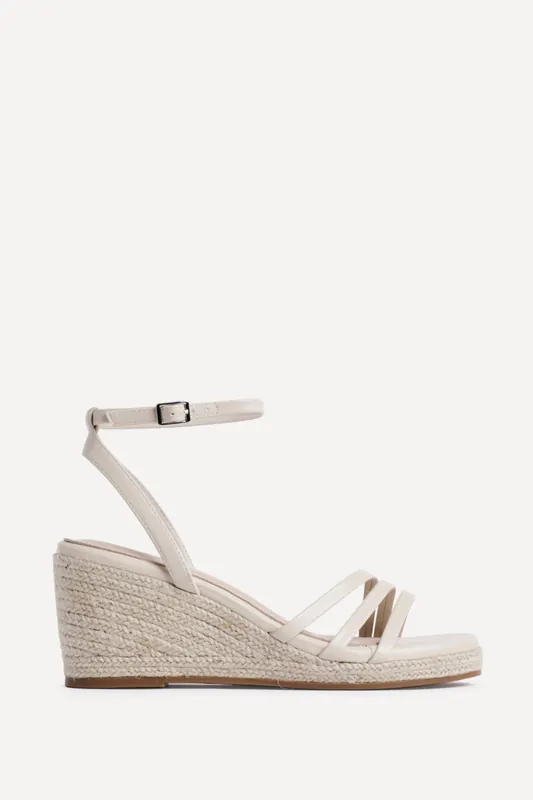 Virtue Nude Faux Leather Espadrille Wedge - Linzi