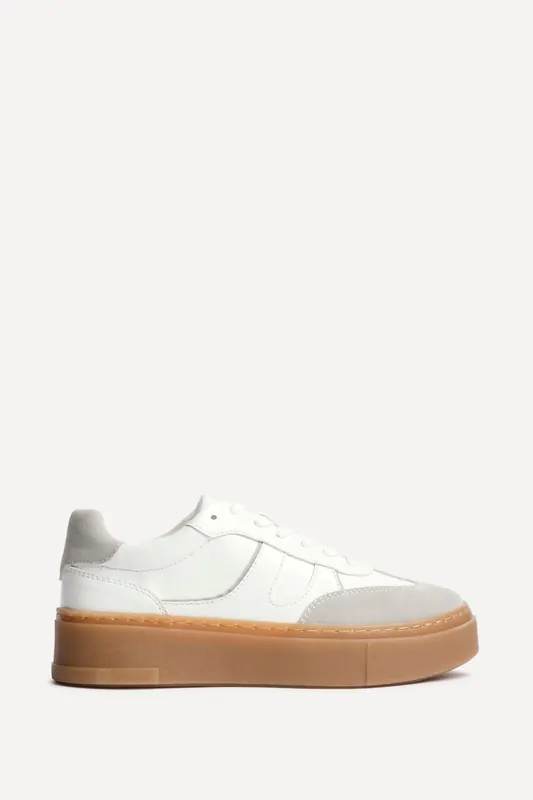 Kaia White and Grey Faux Leather Trainers - Linzi