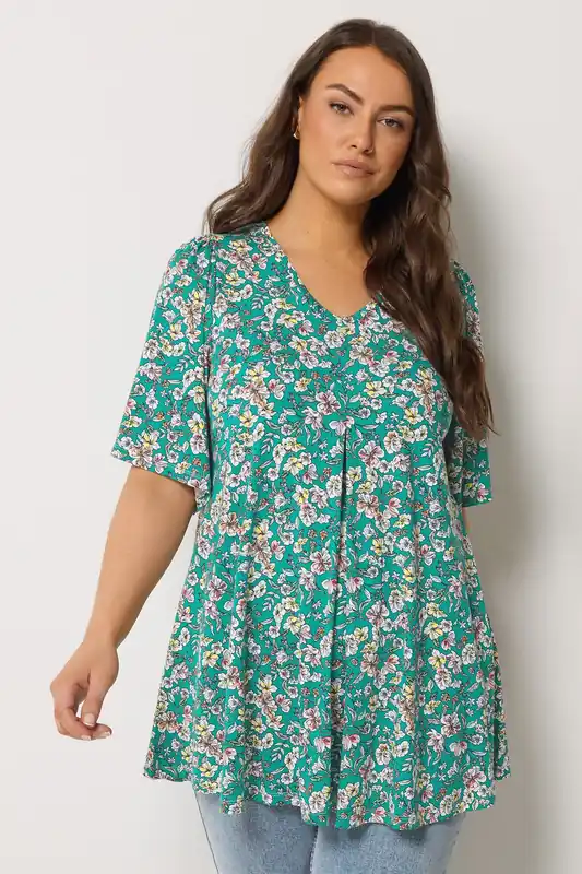 Floral Pleat Front Top - Yours