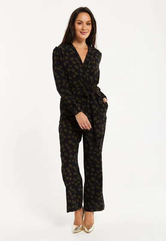 Floral Jumpsuit In Black - Liquorish