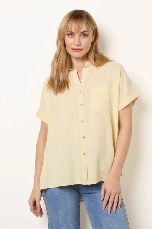 Lemon Button Front Shirt - Blue Vanilla