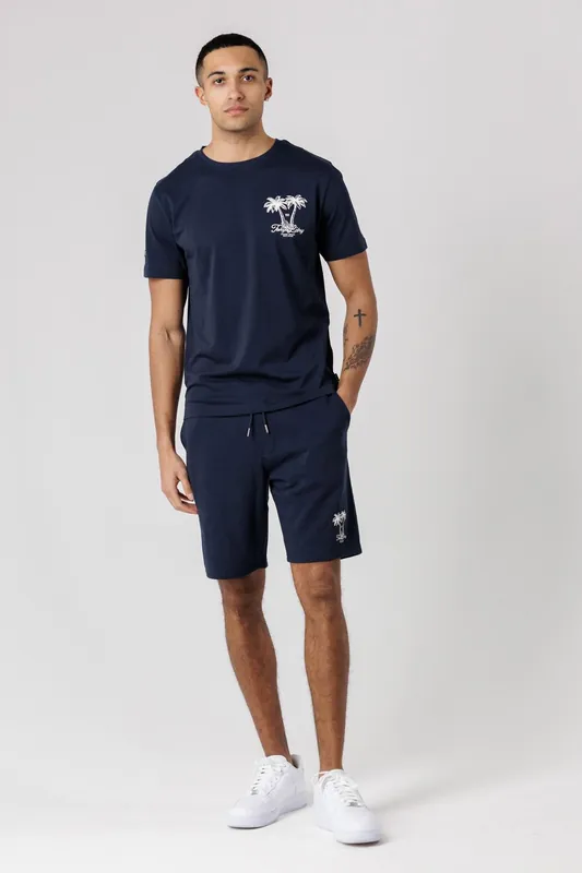 Palm Print T-Shirt and Shorts Lounge Set