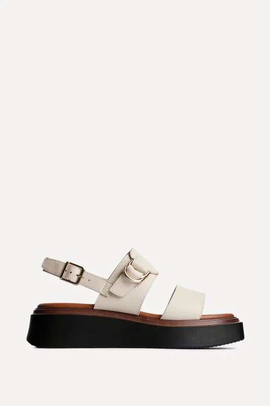 Shift Beige Faux Leather Flatform Sandals - Linzi