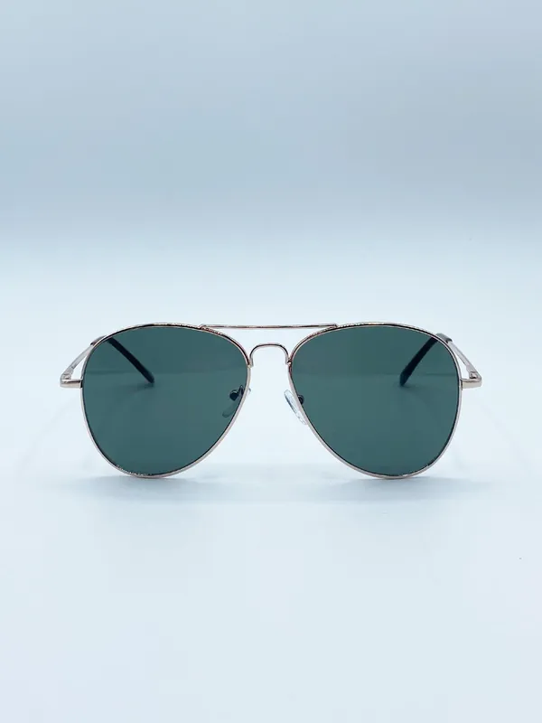 Gold Frame Aviators with Khaki Lenses - SVNX