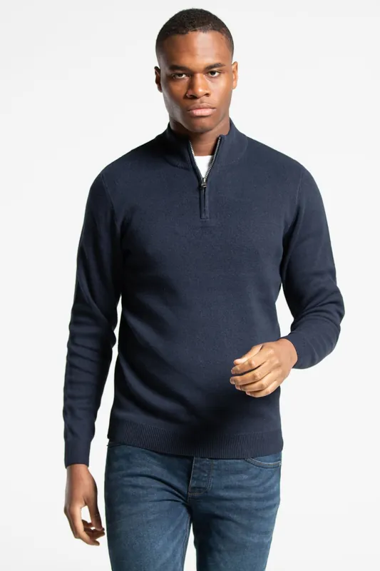 Cotton Blend Half Milano Zip Neck Jumper - Tokyo Laundry