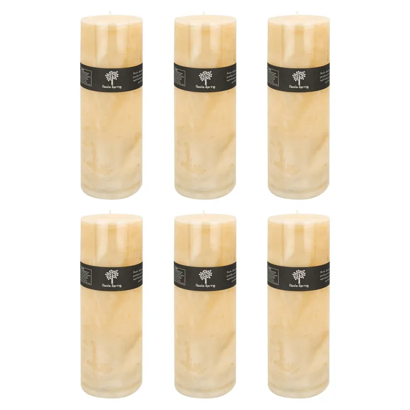 Round Vanilla Pillar Candles - 215 Hours - Cream - Pack of 6
