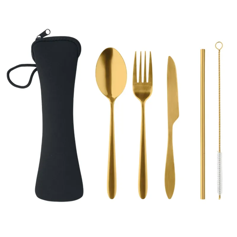 5 Service Reusable Stainless Steel Cutlery Set Set - MidOcean