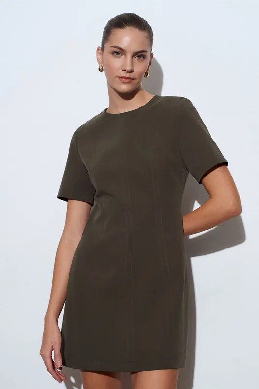 Mini Shift Dress With Zipper - Dilvin