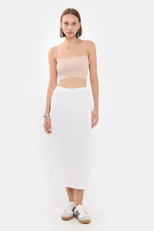 Drawstring Midi Skirt with Pocket Detail - Hiccup
